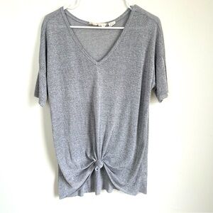 Nanavatee grey short sleeve tie in front blouse